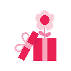 isolate valentine's day pink gift box flat icon