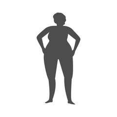 Women silhouette plus/body positive. Flat vector illustration.