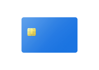 Blue credit card on a white background