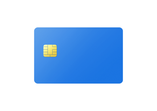 Blue credit card on a white background