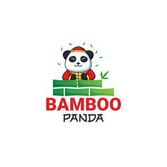 bamboo Chinese panda logo design template