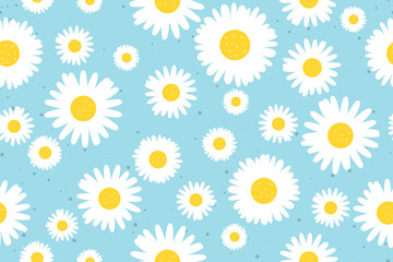 seamless spring pattern with daisy flowers- vector illustration - 560459080