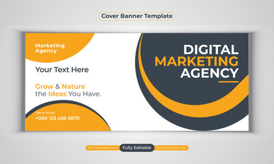 Fototapeta premium Digital marketing agency business cover banner design modern vector template