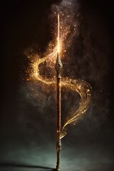 Magic wand casting spells in letter S shape. Generative ai. - obrazy, fototapety, plakaty