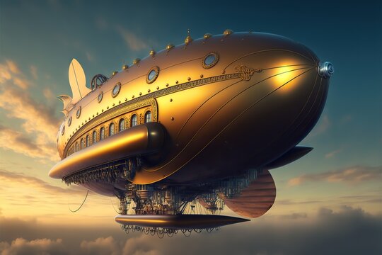 Download 8k Anime Futuristic Airship Wallpaper