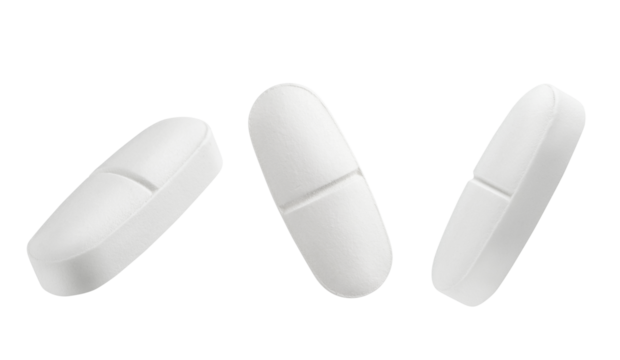 Set of white pills isolated on white or transparent background. - Powered by Adobe