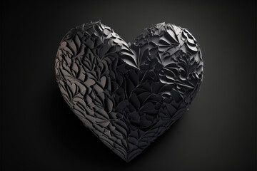 Black ornate 3d heart shapes, Valentine's Day, Generative AI.