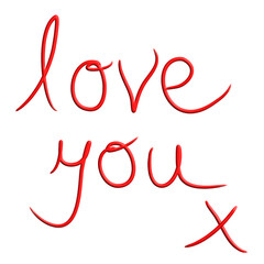 Love you x, hand written words
