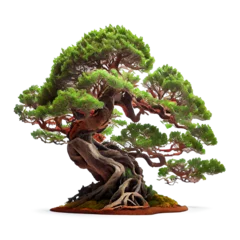 Fotobehang AI generative bonsai tree isolated on white © I LOVE PNG