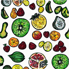 Collage mit frischem Obst