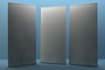 Blank roll-up banner display mockup 3d rendering