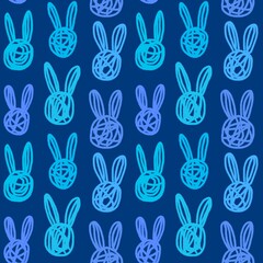 Fototapeta premium Abstract animals seamless rabbit bunnies pattern for wrapping paper and kids clothes print and fabrics