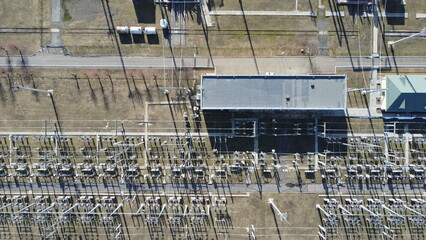 Electric substation in Ukraine from above.