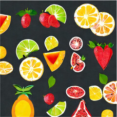 Collage mit frischem Obst