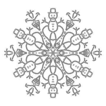 snow man winter circle mandala design, design for sublimation print, paper, cover, sticker,fabric, interior decor and others,