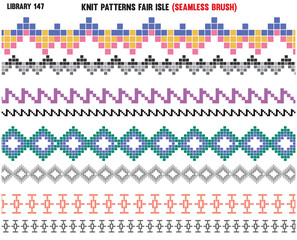 FAIR ISLE PATTERN REPEAT SEAMLESS BRUSH IN EDITABLE VECTOR