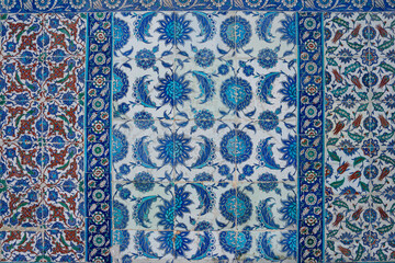 Photograph of Turkish Flag on Traditional Turkish Tiles, Eyüp Sultan Mosque, Istanbul, Turkey