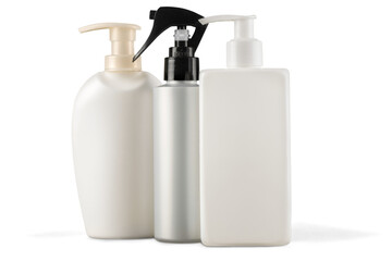 Shampoo in white bottles hair cosmetics