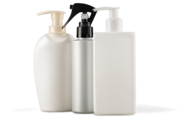 Shampoo in white bottles hair cosmetics