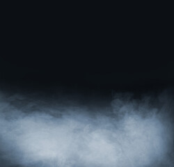 Smoke over black background. Fog or steam abstract texture.