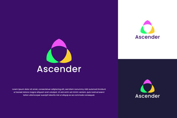 Letter A Simple Shape with Three Elements Shape Colorful Mobile App Logo