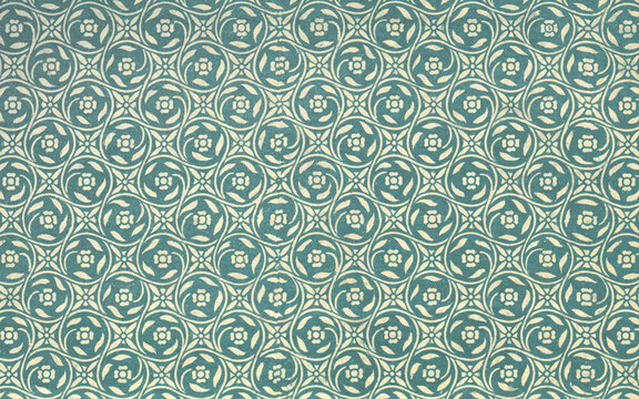 Fototapeta Used antique floral wallpaper or tapestry with flowers and abstract shapes, circa 1912