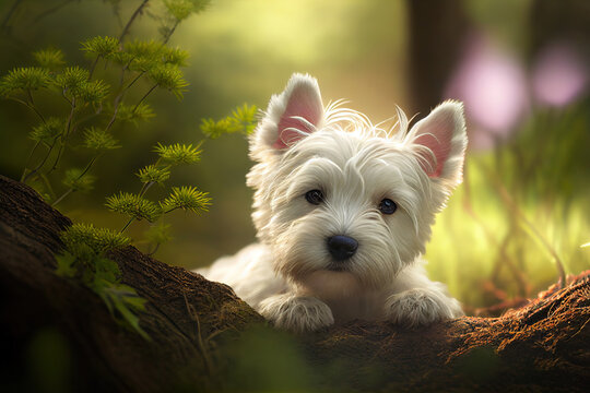 West Highland White Terrier puppy, cute dogs, Generative AI