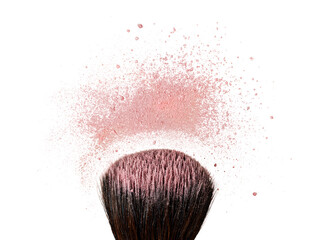 Professional make-up brush on colorful crushed eyeshadow - obrazy, fototapety, plakaty