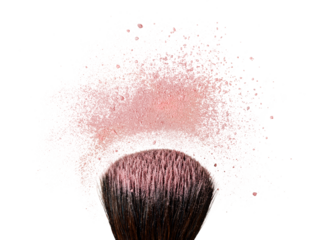 Professional make-up brush on colorful crushed eyeshadow