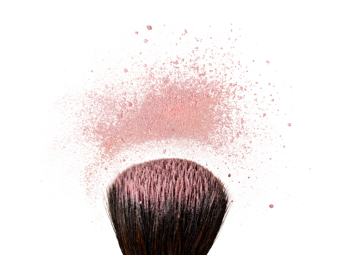 Professional make-up brush on colorful crushed eyeshadow