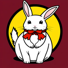 Obraz premium Cute rabbit with Chinese New Year themed background using Generative AI