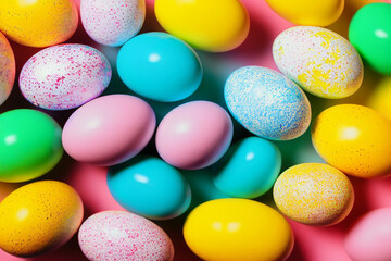 Fototapeta na wymiar Easter Banner with Colorful Eggs