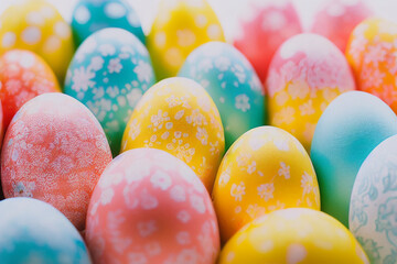 Fototapeta na wymiar Easter Banner with Colorful Eggs