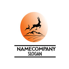 
impala animal logo in nature twilight shades