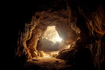 Vlies Fototapete Schokoladenbraun Empty cave looking out