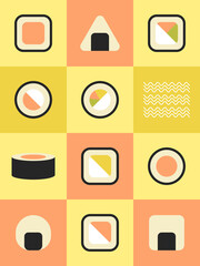 Set of different types of sushi