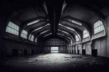 Empty warehouse hangar - obrazy, fototapety, plakaty