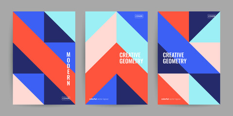 Modern geometric cover design. Vibrant templates for booklet, flyer, business papers, education or fitness.