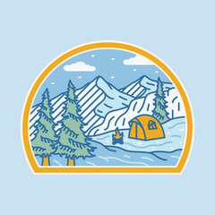 Fototapeta na wymiar Camping and mountains graphic illustration vector art t-shirt design