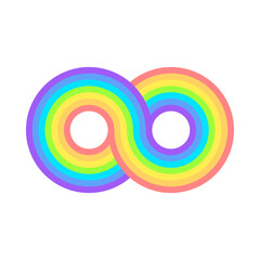 infinity sign in all colors of the rainbow on a white background. vector illustration.