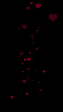 Hearts floating and popping in black background