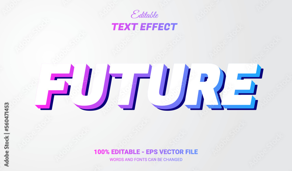 Wall mural future text effect neon style. editable text effect