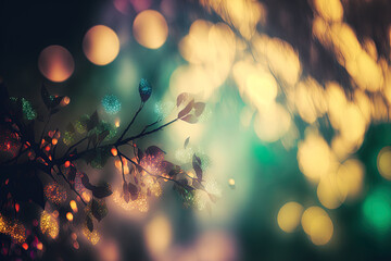 Beautiful bokeh on natural backdrops that are abstract. Generative AI