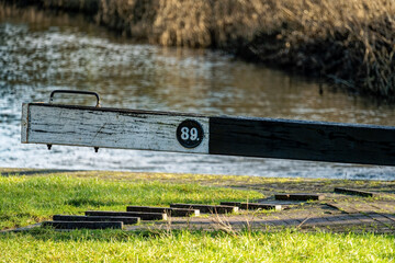 Close up of the Lock Gate Paddle at Widmead Lock on the Kennet and Avon Canal near Thatcham, Newbury, Berkshire