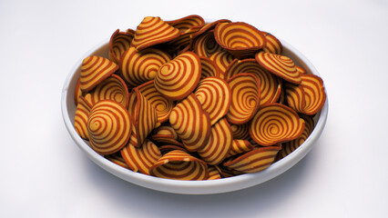 Kue kuping gajah,elephant ear snacks typical Indonesian food, elephant ear cakes made from wheat flour and tapioca flour