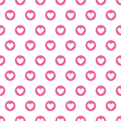 Stoffe zum Nähen Hearts like social media button, polka dot style, seamless pattern
