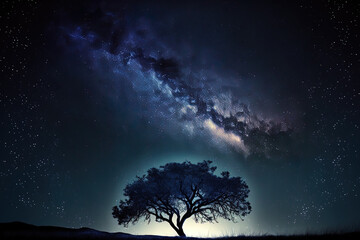 Fototapeta na wymiar background with a starry dark blue sky and the milky way. Generative AI
