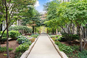 Styled Residential Exterior. Backyards and Courtyards. Interior Courtyard of Apartment Complex