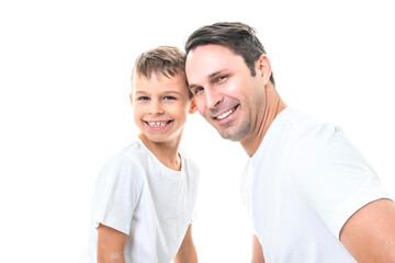 Obraz premium father with adorable little son isolated on white