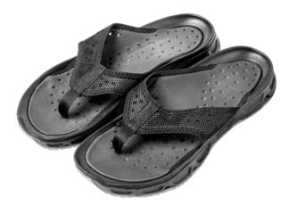 Pair of black mens flip flops isolated